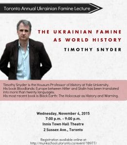 2015 Toronto Annual Ukrainian Famine Lecture by Timothy Snyder